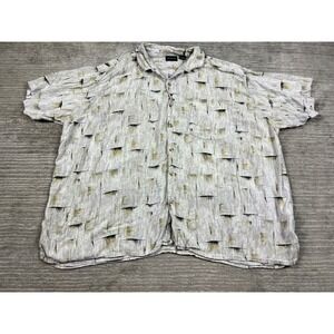 Alexander Lloyd Shirt Mens 4XB Grey Abstract Rayon Short Sleeve Button Down 4X